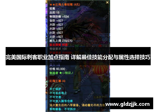 完美国际刺客职业加点指南 详解最佳技能分配与属性选择技巧 完美国际刺客职业加点指南 详解最佳技能分配与属性选择技巧